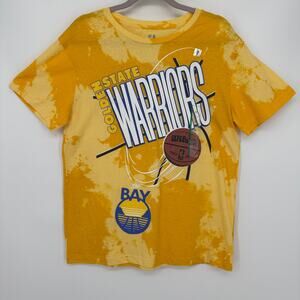 NBA M Official NWT Golden State Warriors Basketball Yellow Tie-dye T-shirt